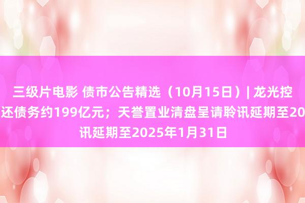 三级片电影 债市公告精选（10月15日）| 龙光控股未能如期送还债务约199亿元；天誉置业清盘呈请聆讯延期至2025年1月31日