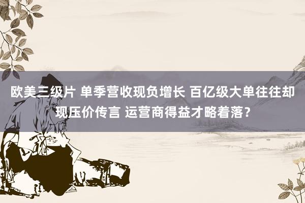 欧美三级片 单季营收现负增长 百亿级大单往往却现压价传言 运营商得益才略着落？