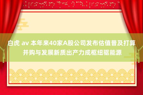 白虎 av 本年来40家A股公司发布估值普及打算 并购与发展新质出产力成枢纽驱能源